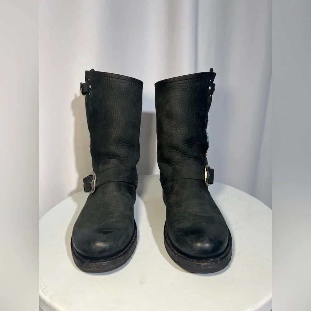 Frye Veronica Studded Stone Motorcycle Boots | 6 - Picture 9 of 14